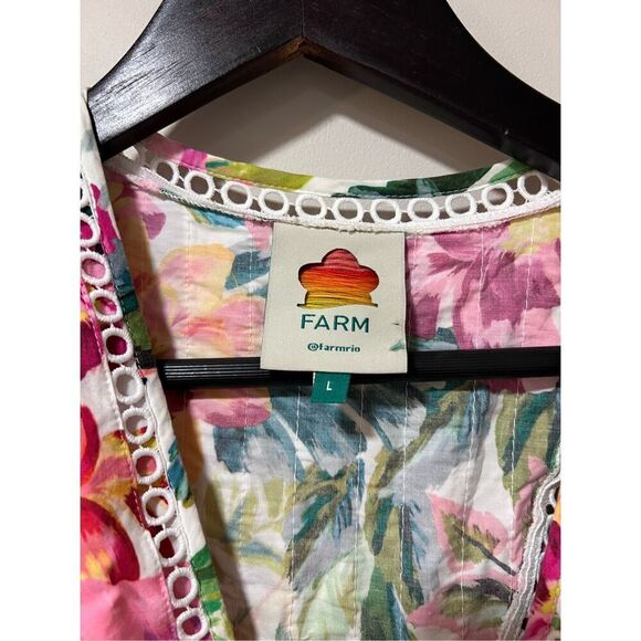 Farm Rio Women's Multicolor Floral Ruffle Belted V-Neck Romper Shorts Large NWOT - Picture 9 of 11